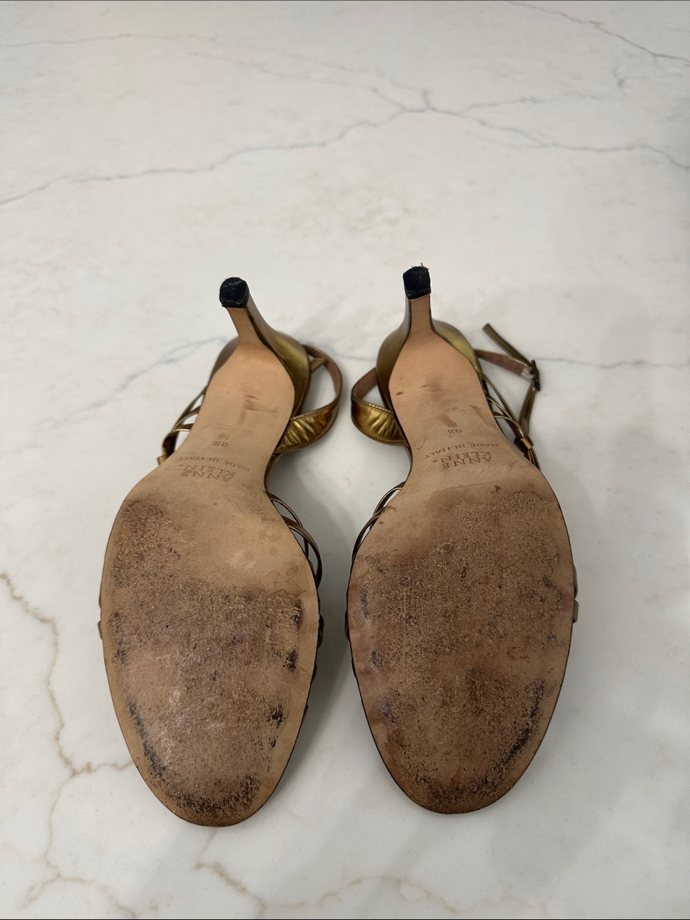 Anne Klein Bronze Metallic Strappy Slingback Sandals - Picture 3 of 4